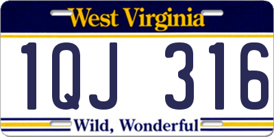 WV license plate 1QJ316
