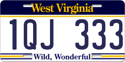 WV license plate 1QJ333