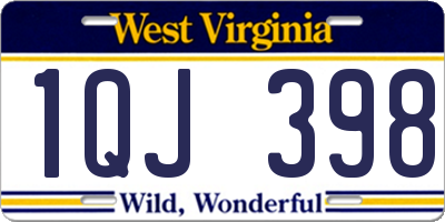WV license plate 1QJ398