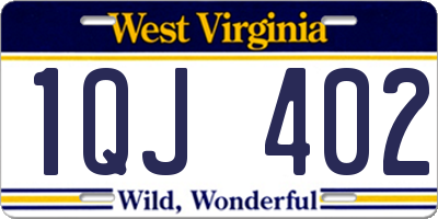WV license plate 1QJ402