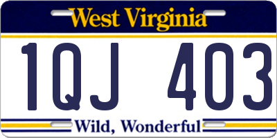 WV license plate 1QJ403