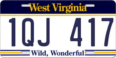 WV license plate 1QJ417