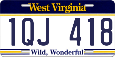 WV license plate 1QJ418