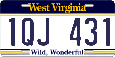 WV license plate 1QJ431