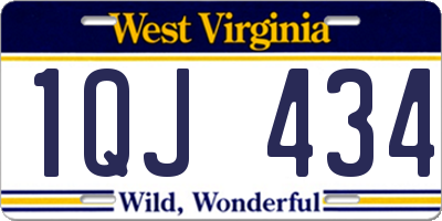 WV license plate 1QJ434