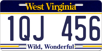 WV license plate 1QJ456