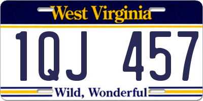 WV license plate 1QJ457