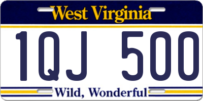 WV license plate 1QJ500
