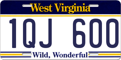 WV license plate 1QJ600