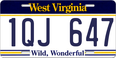 WV license plate 1QJ647
