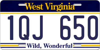 WV license plate 1QJ650