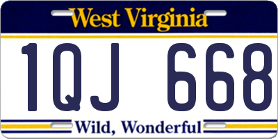 WV license plate 1QJ668