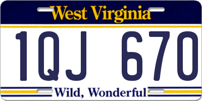 WV license plate 1QJ670