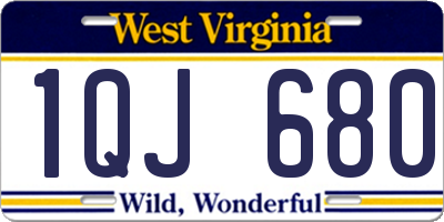 WV license plate 1QJ680