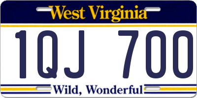 WV license plate 1QJ700