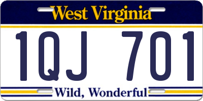 WV license plate 1QJ701