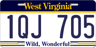 WV license plate 1QJ705