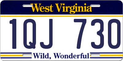 WV license plate 1QJ730