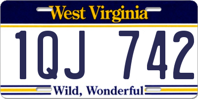 WV license plate 1QJ742