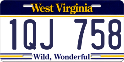 WV license plate 1QJ758