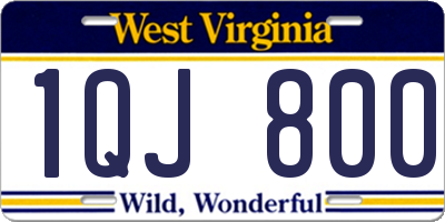 WV license plate 1QJ800