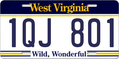 WV license plate 1QJ801