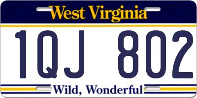 WV license plate 1QJ802