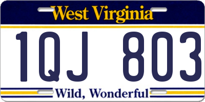 WV license plate 1QJ803