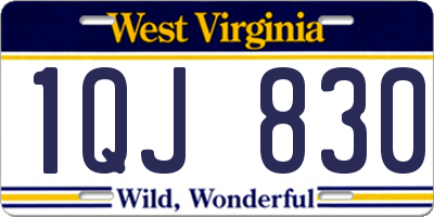 WV license plate 1QJ830