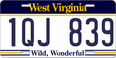 WV license plate 1QJ839