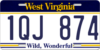 WV license plate 1QJ874