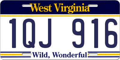 WV license plate 1QJ916