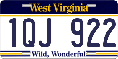 WV license plate 1QJ922