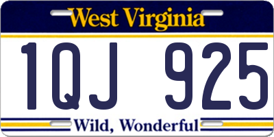 WV license plate 1QJ925