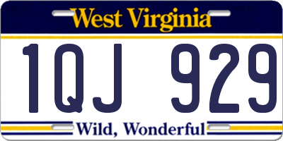 WV license plate 1QJ929