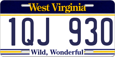WV license plate 1QJ930