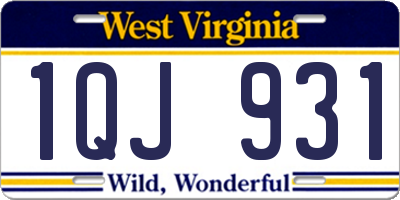 WV license plate 1QJ931