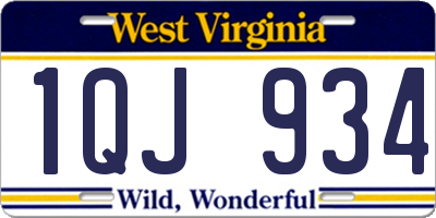 WV license plate 1QJ934