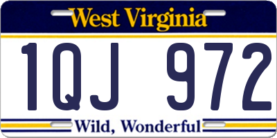 WV license plate 1QJ972