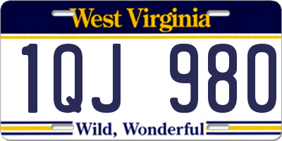 WV license plate 1QJ980