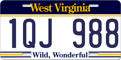 WV license plate 1QJ988