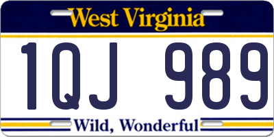 WV license plate 1QJ989