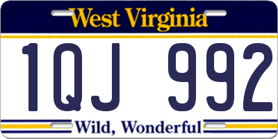 WV license plate 1QJ992
