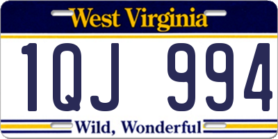 WV license plate 1QJ994