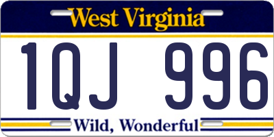 WV license plate 1QJ996