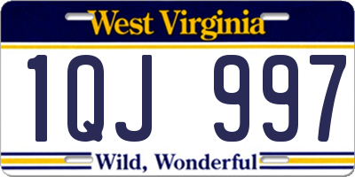 WV license plate 1QJ997