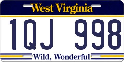 WV license plate 1QJ998