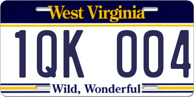 WV license plate 1QK004