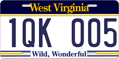 WV license plate 1QK005