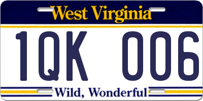 WV license plate 1QK006